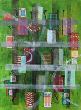 An abstract oil painting by New Zealand artist Meg Gaddum title passages
